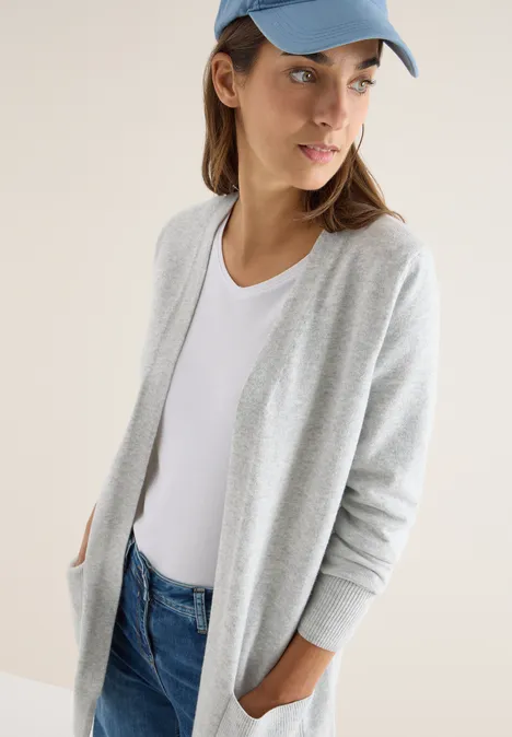 Offener Cosy Cardigan chalk grey melange