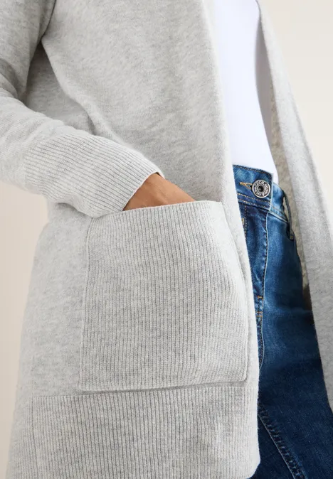 Offener Cosy Cardigan chalk grey melange