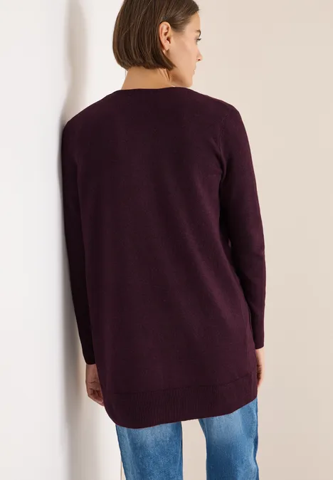 Offener Cosy Cardigan eggplant red melange
