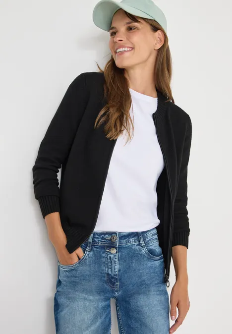Cardigan mit Zipper Black
