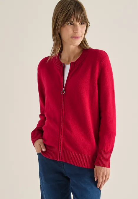 Cardigan mit Zipper beaujolais red