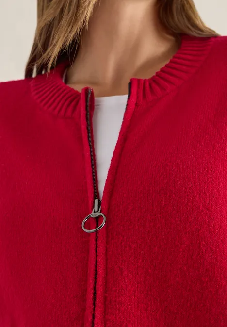 Cardigan mit Zipper beaujolais red
