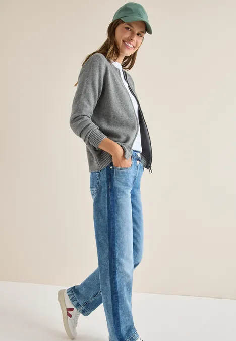Cardigan mit Zipper sporty grey melange