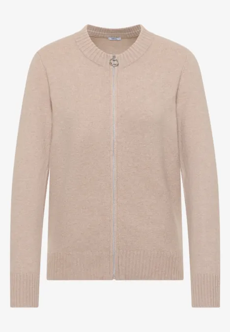 Cardigan avec fermeture éclair sandalwood beige melange