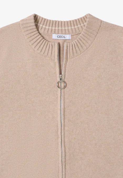 Cardigan mit Zipper sandalwood beige melange