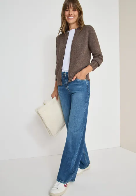 Cardigan mit Zipper mushroom taupe melange