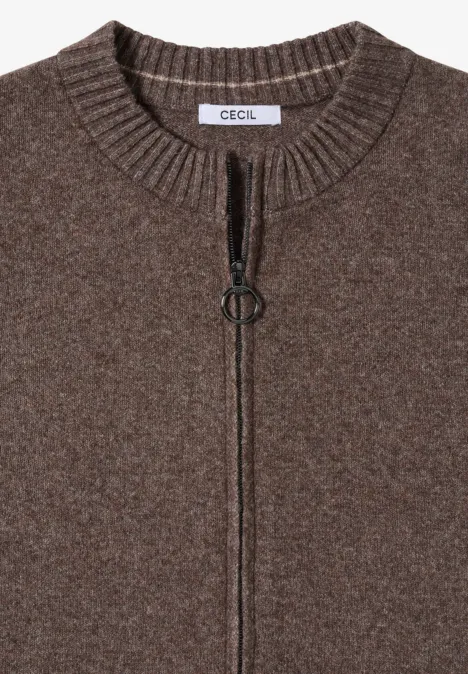 Cardigan mit Zipper mushroom taupe melange