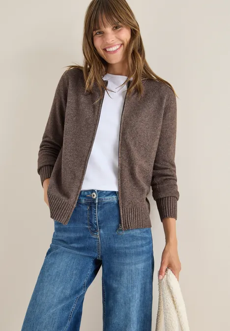 Cardigan mit Zipper mushroom taupe melange
