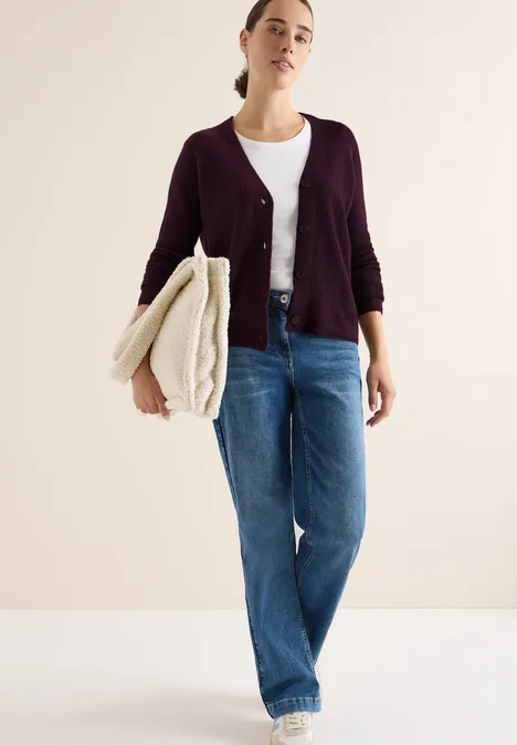 Vest met structuurdetails eggplant red