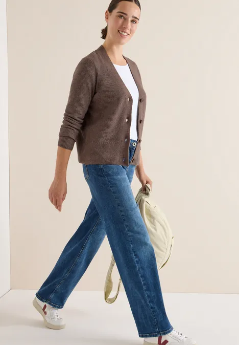 Vest met structuurdetails mushroom taupe melange