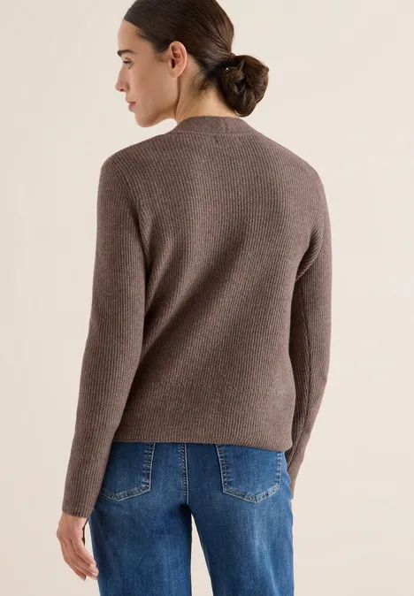 Vest met structuurdetails mushroom taupe melange