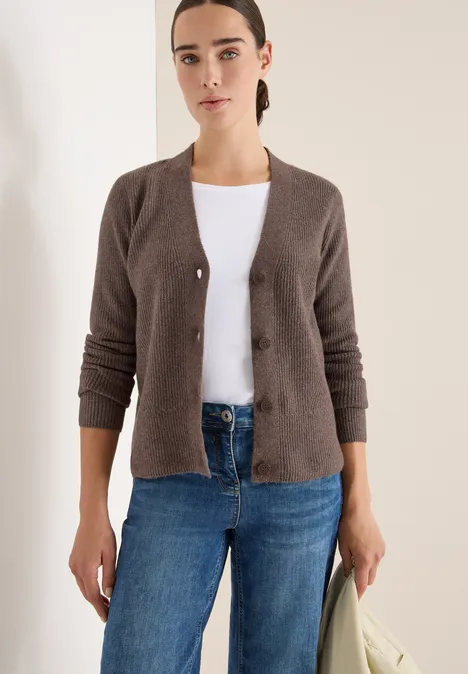 Vest met structuurdetails mushroom taupe melange