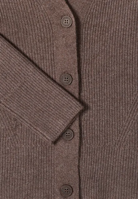 Vest met structuurdetails mushroom taupe melange