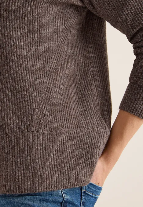 Vest met structuurdetails mushroom taupe melange