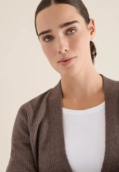 Vest met structuurdetails mushroom taupe melange