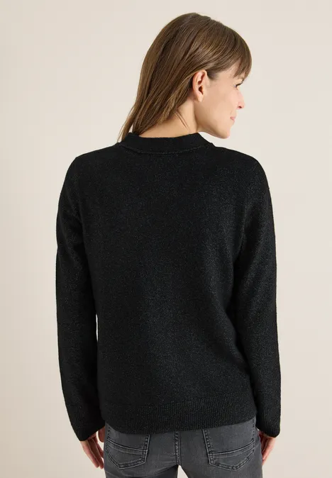 Zacht vest met V-hals black melange