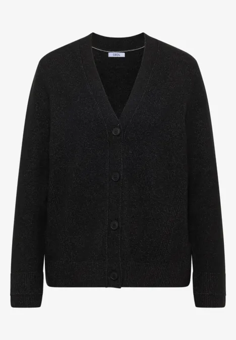 Zacht vest met V-hals black melange