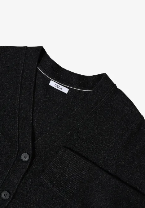 Zacht vest met V-hals black melange