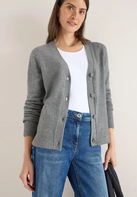 Softer V-Neck Cardigan sporty grey melange