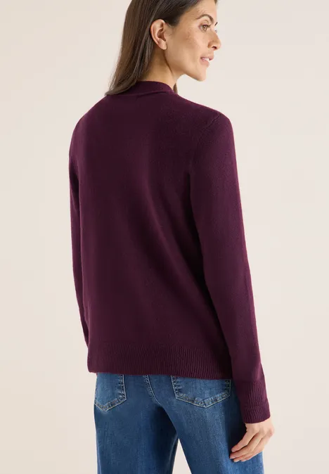 Softer V-Neck Cardigan eggplant red