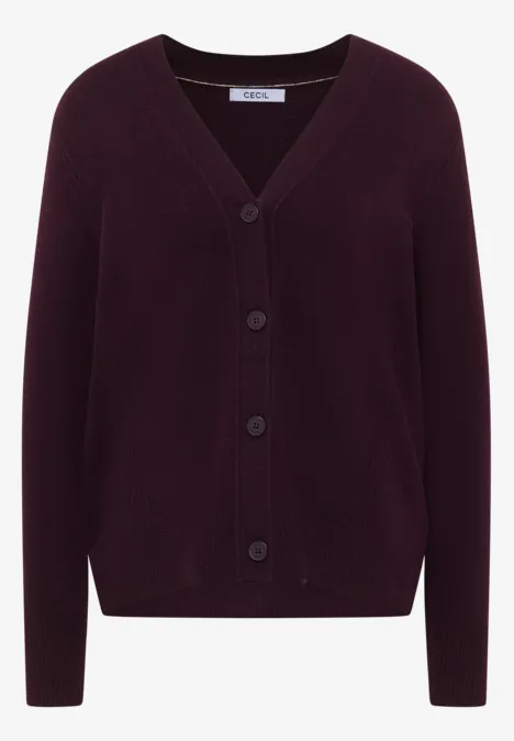 Softer V-Neck Cardigan eggplant red