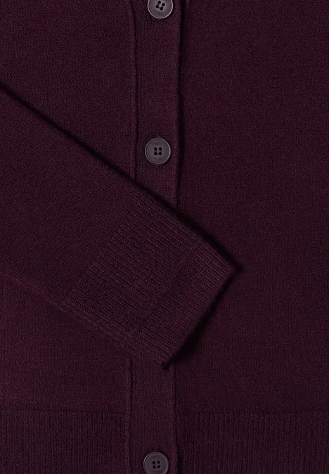 Softer V-Neck Cardigan eggplant red