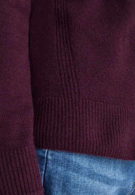 Softer V-Neck Cardigan eggplant red