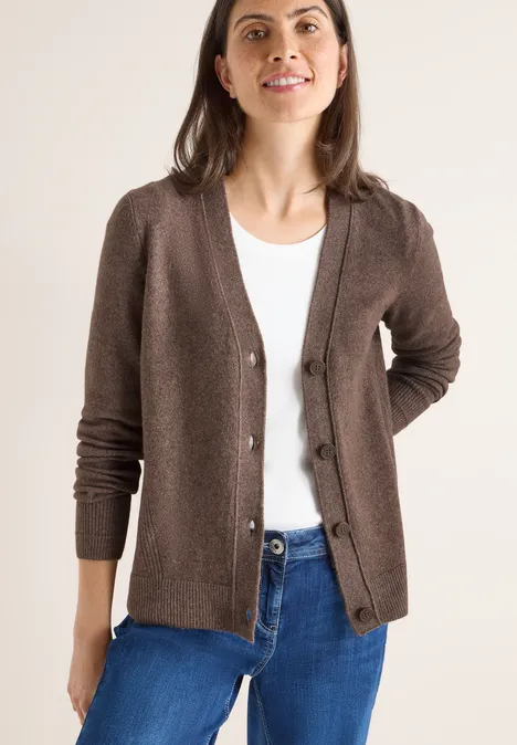 Softer V-Neck Cardigan mushroom taupe melange