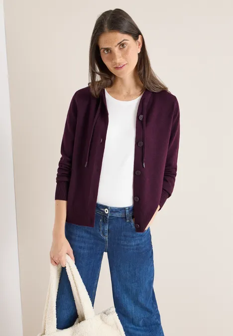 Cardigan mit Kapuze eggplant red