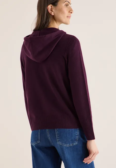 Cardigan mit Kapuze eggplant red