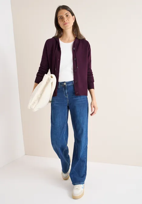 Cardigan mit Kapuze eggplant red