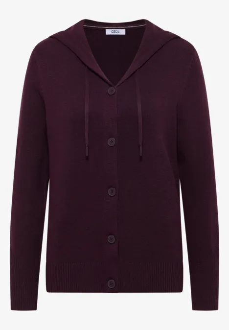 Cardigan mit Kapuze eggplant red