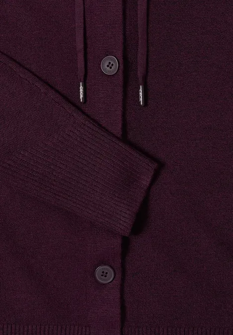 Cardigan mit Kapuze eggplant red