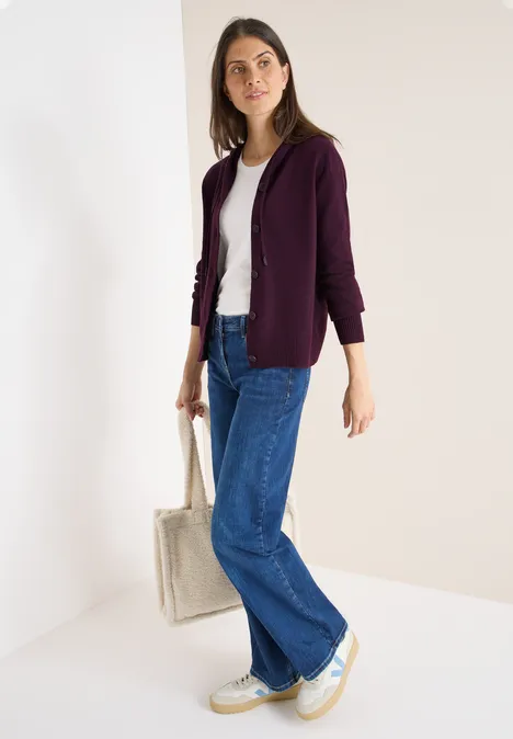 Cardigan mit Kapuze eggplant red