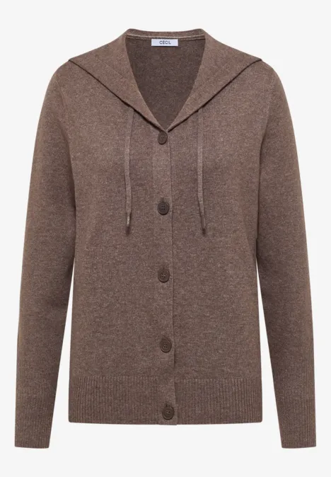 Cardigan mit Kapuze mushroom taupe melange