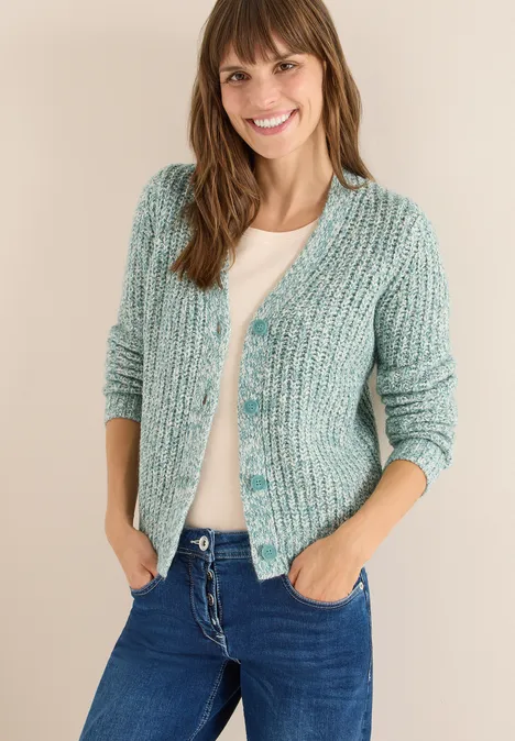 Two Tone Cardigan conifere green melange