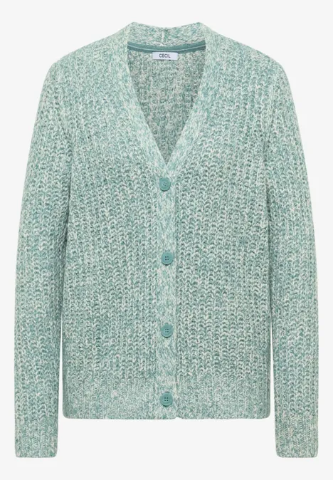 Two Tone Cardigan conifere green melange