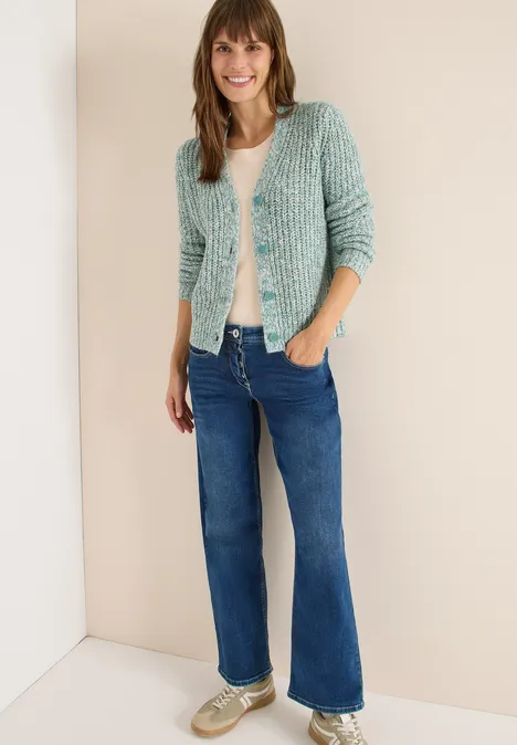 Two Tone Cardigan conifere green melange