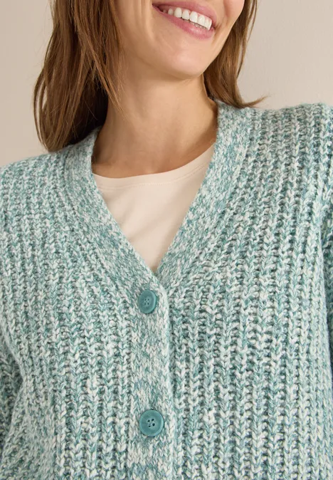 Two Tone Cardigan conifere green melange