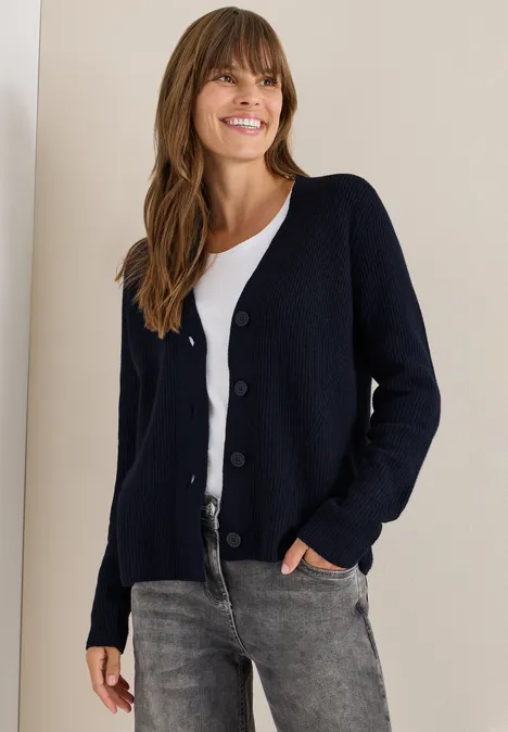 Vest met structuurdetails urban dark blue