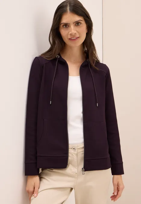Sweatjacke mit Struktur eggplant red