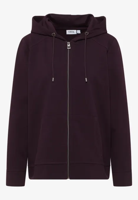 Sweatjack met textuur eggplant red
