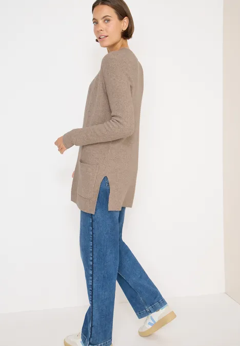 Offener Struktur-Cardigan toffee cream melange
