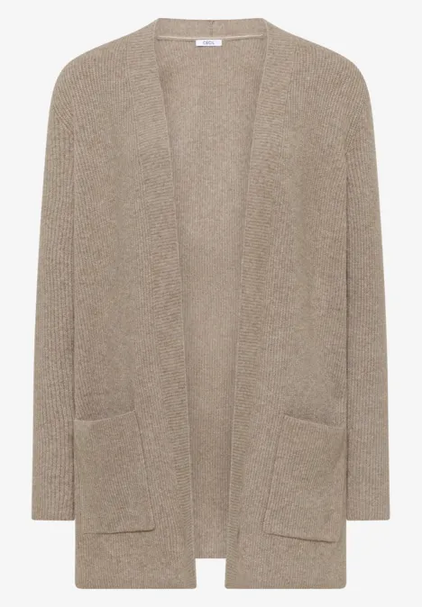 Offener Struktur-Cardigan toffee cream melange