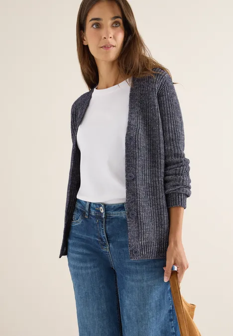Chunky Melange Cardigan urban dark blue