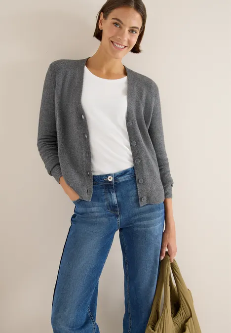 Cardingan mit Strickdetails flint grey melange