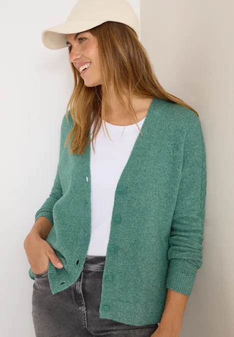 Cardingan mit Strickdetails jewel green melange