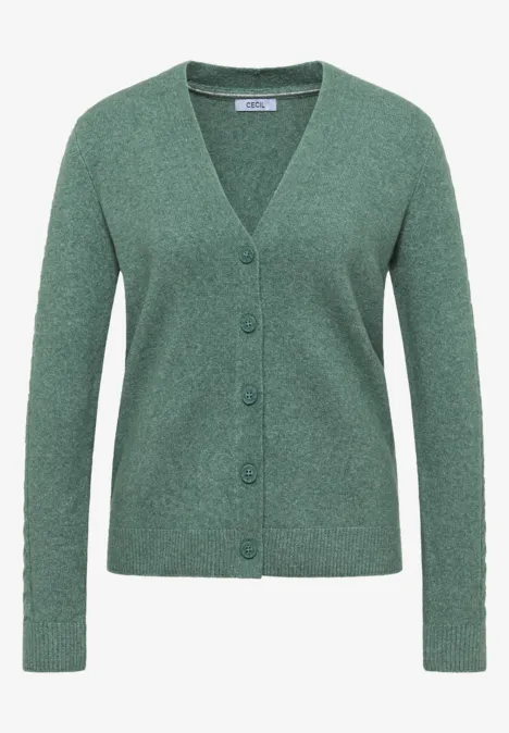Cardingan avec détails en tricot jewel green melange