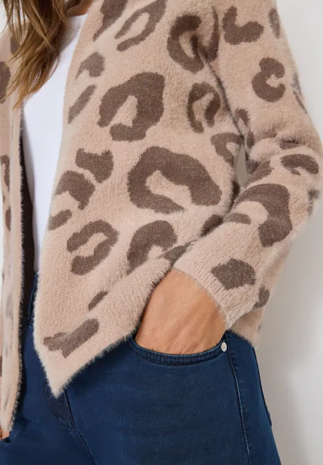 Offener Federgarn Cardigan sandalwood beige