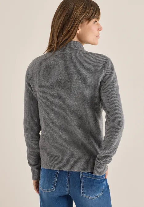 Cosy vest met ritssluiting flint grey melange